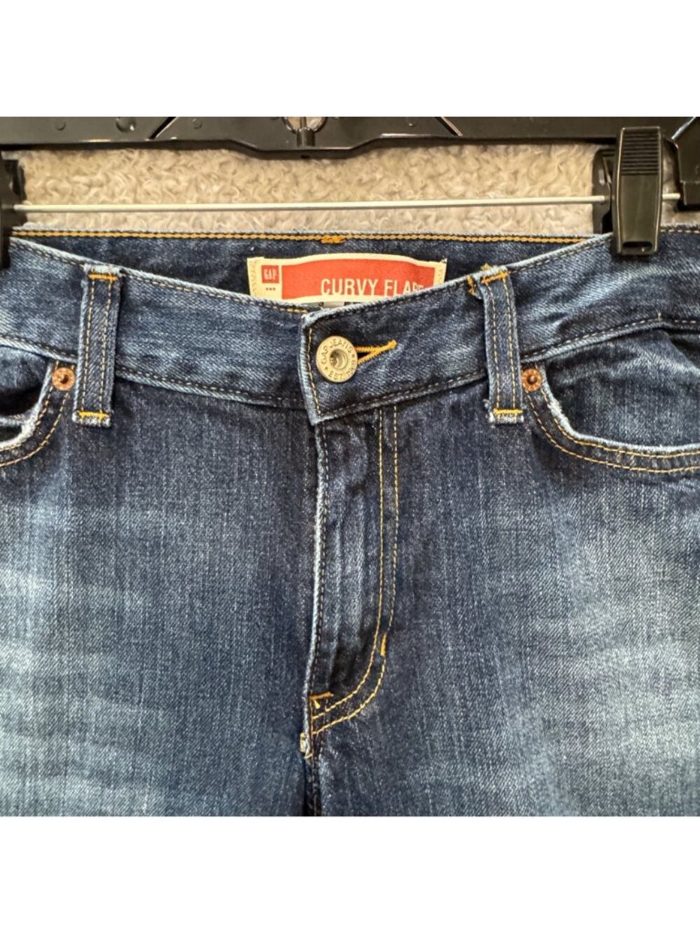 Gap Curvy Flare Jeans Women's Size 6 R Dark Wash Medium Rise Y2K - Picture 5 of 8
